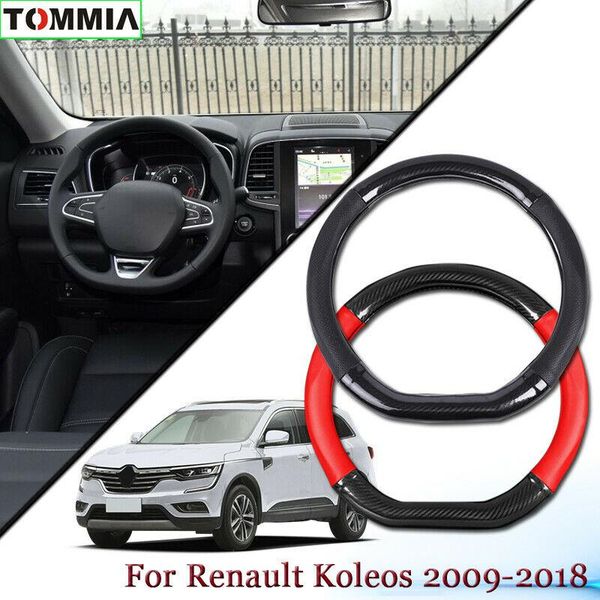 

car styling carbon fiber leather car steering wheel cover for renault koleos