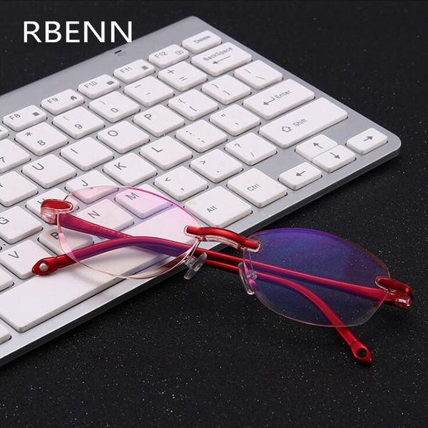 

rbenn fashion blue light blocking computer glasses women with case rimless ladies anti blue light gaming glasses uv400, White;black