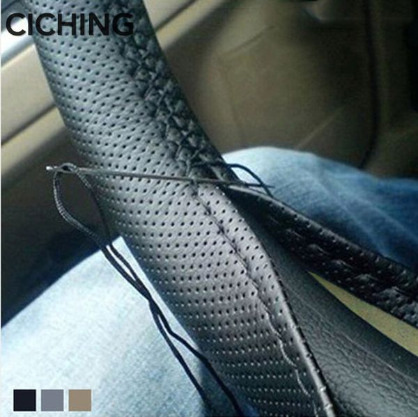 

leather car steering wheel cover braid for solaris accent i30 ix35 tucson elantra santa fe getz i20 sonata i40