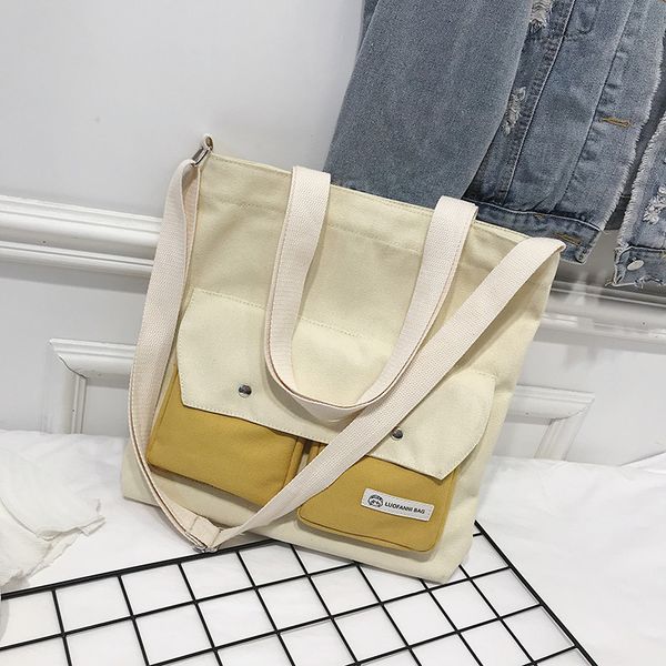 

korean-style simple ins large capacity canvas bag women's shoulder laziness-style literature and art hipster students shopping b