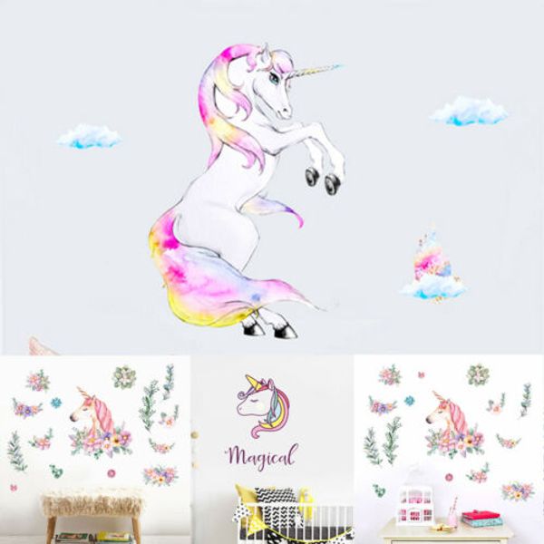 

AU Unicorns Wall Sticker Living Room Kid Bedroom Decal Art Mural Waterpoof Decor