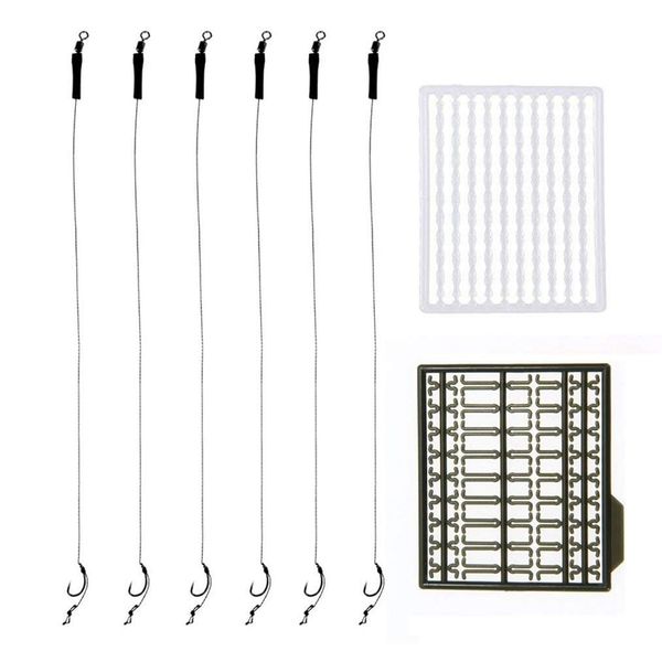 

fishing hooks 6x ready tied hair rigs barbless curved hook with bait s dumbbell shair extender for carp/coarse