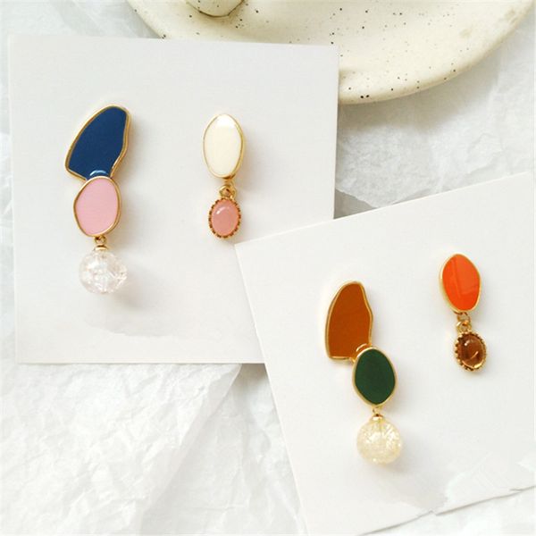 

cute romantic earrings for women colorful asymmetric studs earrings contracted joker fashion lady tassel for women 2019, Golden;silver