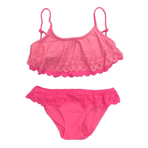 

girl swimsuit two pieces children swimwear hollow ruffle 2019 bikini set swimming suit for girls kids bathing suit beach wear