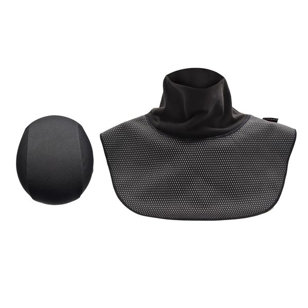 

cycling skull cap beanie under liner headband and neck warmer bib, Black