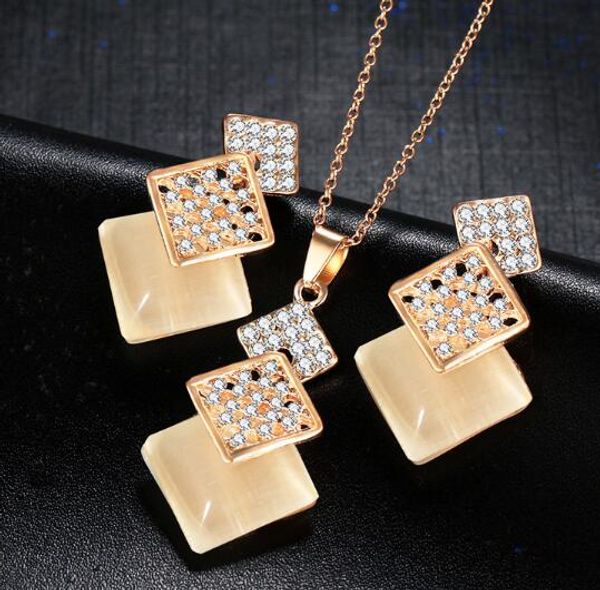 

new european and american jewelry wholesale fashion set black jewelry earrings necklace jewelry set fashion classic elegant, Silver