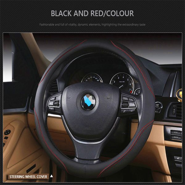 

Leather Steering Wheel Cover for Hyundai Getz Creta Solaris ix25 Elantra i20 i30 Solaris 2017 Accent Car Wheel Cover Cubre Volante Auto