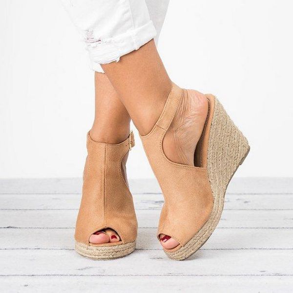 

shujin open toe sandals platform heel women wedges shoes summer woman casual shoes wedding pumps sandalias mujer 2020, Black