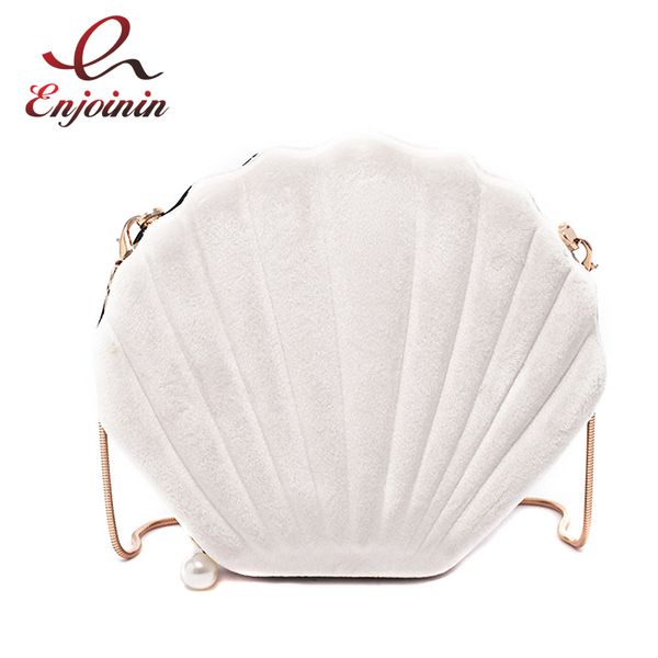 

new design cute shell shape corduroy fashion ladies shoulder chain bag purses and handbags crossbody bag clutch bolsa totes