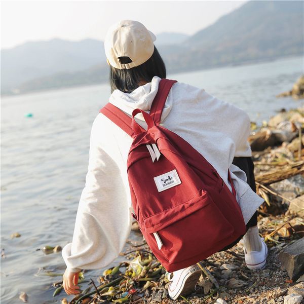 

anti theft women backpack waterproof nylon solid color bookbag girls travel schoolbags for teenagers