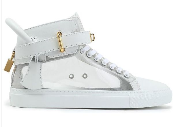 

2018 men women shoes busce women 100mm cowhide genuine leather bus brand sneakers sliver patent leather with lock shoes, Black