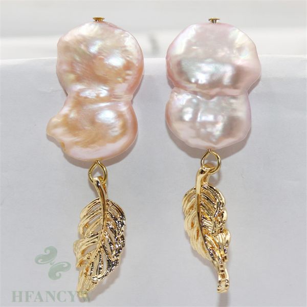

15-25mm pink baroque pearl earrings hook earbob dangler accessories luxury wedding jewelry aurora cultured women flawless, Silver