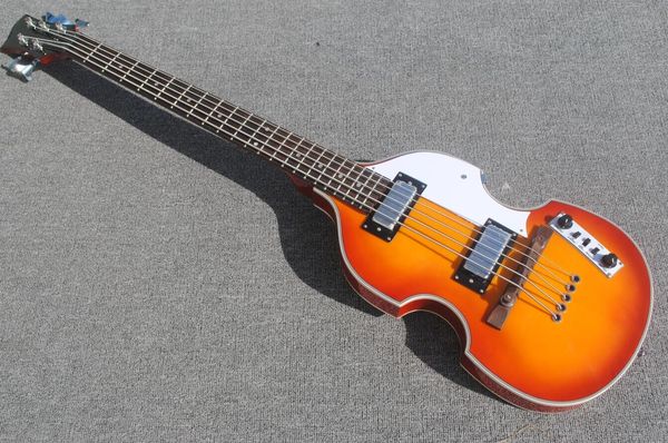 

5 струны хофнер h500 / 1-ct скрипки bass vintage sunburst archtop semi hollow body spurce top electric bass guitar flame maple side назад