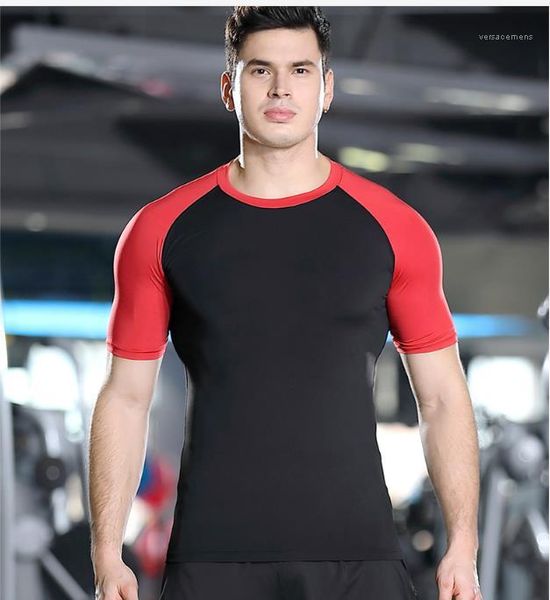 

gym casaul basketball sportwear mens clothing summer mens sport quick dry tshirt pro short sleeve patchwork tees slim, White;black