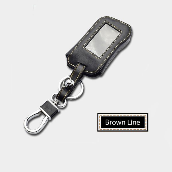 

black + red line/black + brown lineprotective car key case cover chain for starline a93 a63 a39 a36 accessory 1pc