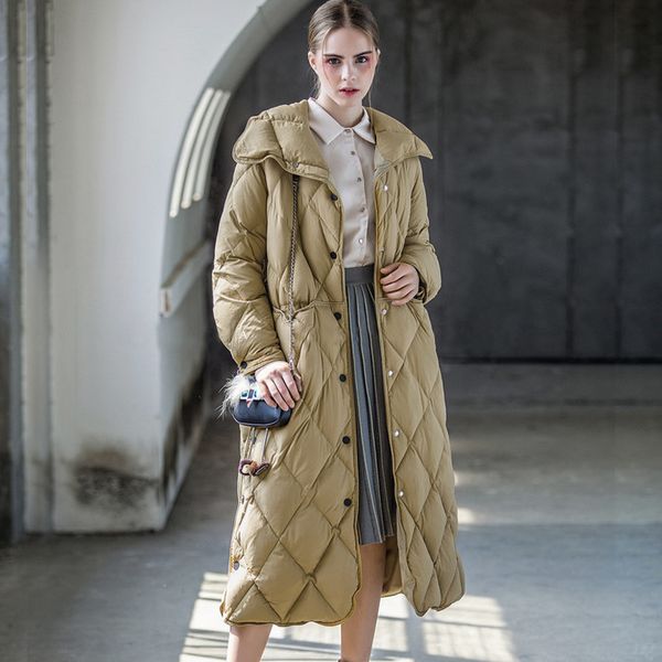 

winter coat women women winter down jacket ultra light coats 90% duck down slim parkas x-long female jackets outwear, Black