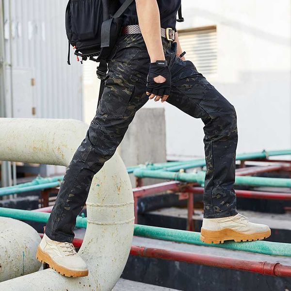 

men tactical waterproof pants work training ripscargo trousers outdoor hunting fishing hiking camouflage pants xxxl, Black;green