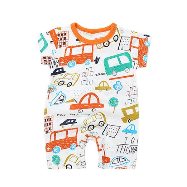 

infant baby boy girl spring summer romper short sleeve cartoon printing cotton rompers costumes, Blue