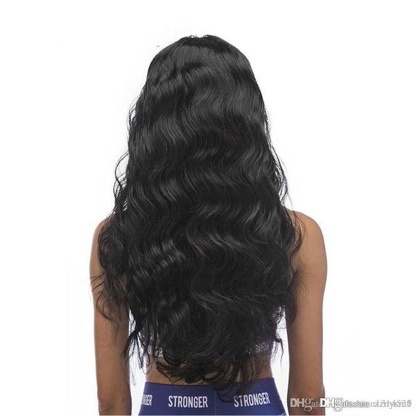 

объемная волна фронт высокотемпературный провод парики для чернокожих женщин бразильский натуральный парик фронта волос предварительно сорва, Black