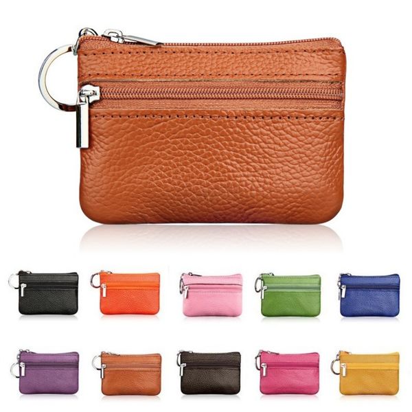

casual women fashion genuine leather car key holder keyring pouch coin purse case wallet, Silver