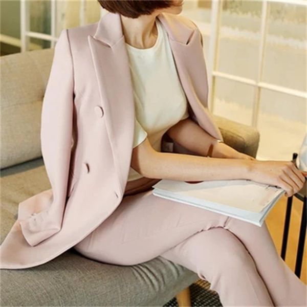 

spring new korean slim small suit pants suit business suits solid temperament jacket female wear 2 pieces set, White