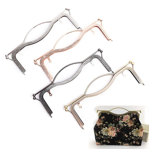 

1x 27cm metal frame clasp diy handbag coin purse lock arch frame accessories, Black