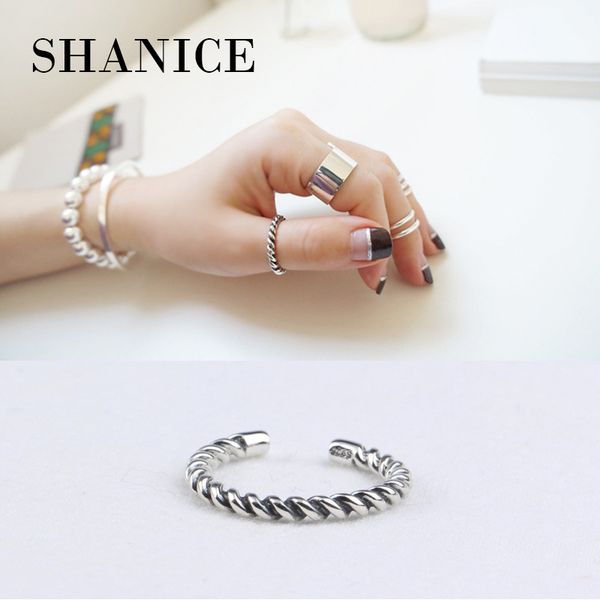 

shanice 925 sterling silver open ring women lady braided twist punk party wedding elegant jewelry rings for women fashion gift, Slivery;golden