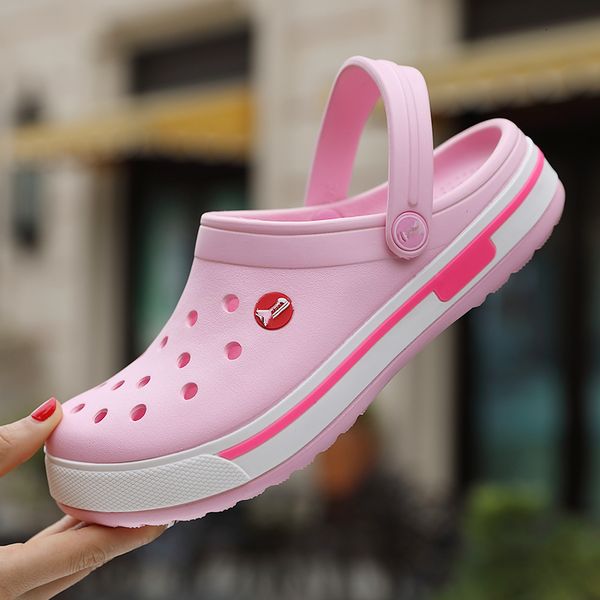 

women croc hole clog men beach shoes light sandals home slippers flip flop outdoor summer wading sneaker leisure evr, Black