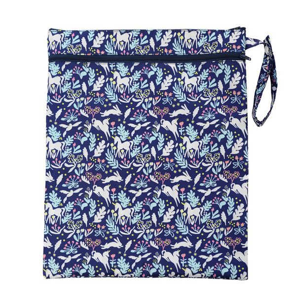 

double zippered hanging organizer polyester convenient portable waterproof reusable baby infant printed daily diaper bag