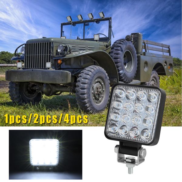 

1pc/2pcs/4pcs 9v-30v 160w 3 inch square car truck off-road 16 bead led work light spotlight fog lamp 16000lm 6000k work light
