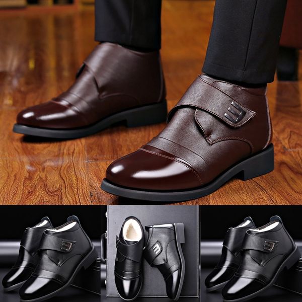 

winter plus velvet men's shoes warm cotton snow shoes business casual, Black