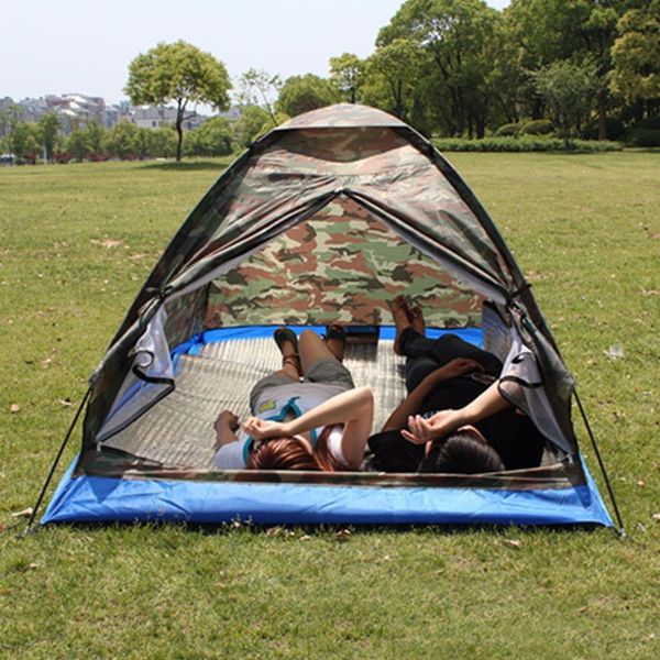

outdoor portable beach tent camouflage camping tent for 2 person single layer polyester fabric tents pu1000mm carry bag travel