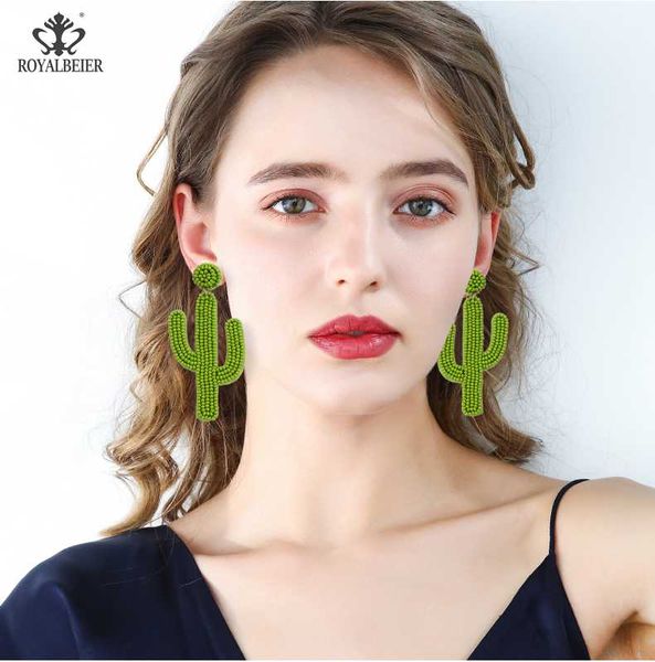 

boho ручной работы бисером серьги кактус серьги завод стиль длинные серьги падения женская личность ювелирные изделия de cactus ersr aretes, Silver