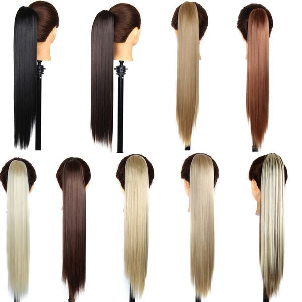 

claw synthetic hair ponytail straight clip in on ponytails 24inch 150g synthetic hair pieces extensions more colors pt1122, Black