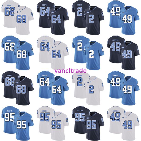 

2019 ncaa football north carolina 68 james hurst 64 jonathan cooper 2 j0rdon brown 49 julius peppers 95 kareem martin jerseys, Black;red