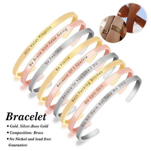 

new trendy inspirational hand stamped cuff bangle mantra bracelet men women fashion charm gift always stay humble & kind, Black