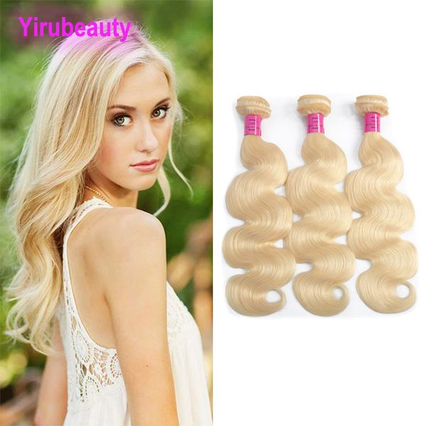 Индийские сырые человеческие волосы 4Pieces Blonde Body Wave 613 Цветные волосы плетения блондинки двойные уточки чистые 10-30 дюймов