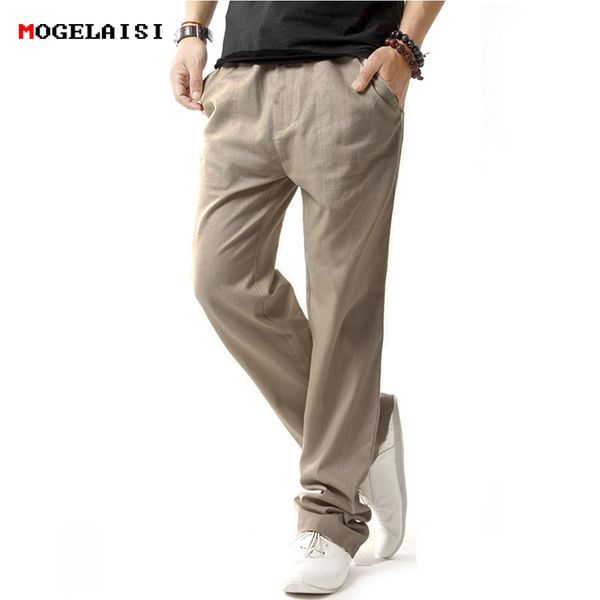 

new arrive linen pants men harem pants drawstring solid linen cotton for men's trousers flax full length size m-4xl, Black