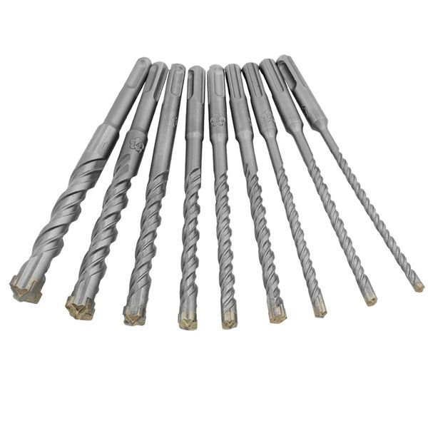 

gtbl 9pcs/set 160mm concrete drill bit double sds plus slot masonry hammer head tool high speed white steel wrench for electric