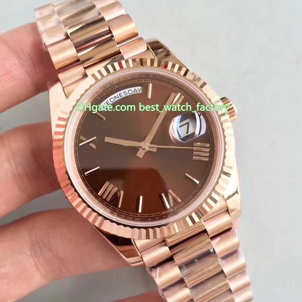 

3 color super quality n maker 40mm day-date president 228235 roman dial 18k rose gold swiss cal.3255 movement automatic mens watch watches, Slivery;brown