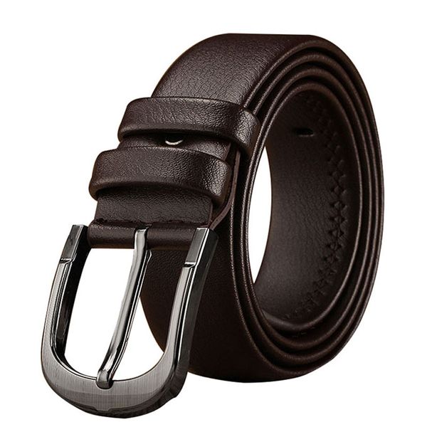 

selling men alloy pin buckle belt high qualtiy imitation leather belt casual solid color business affairs men, Black;brown