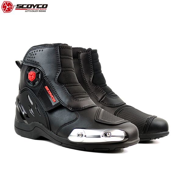 

scoyco 2019 motorcycle shoes high ankle stainless steel slider anti-skip reflective motor riding accessories speed boot mr002