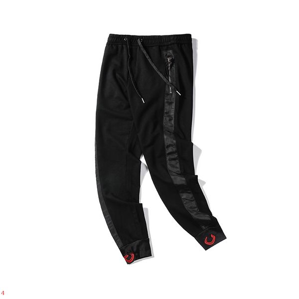 

fashion designer sport pants luxury mens pants with striped pattern drawstring jogging sweatpants brand trousers clothing m-2xl wholesales, Black