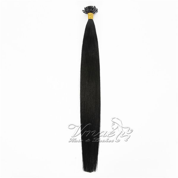 

vmae pre bonded keratin 1g/strand keartin 18 to 24 inch real fusion straight nail u tip double drawn human hair extension, Black