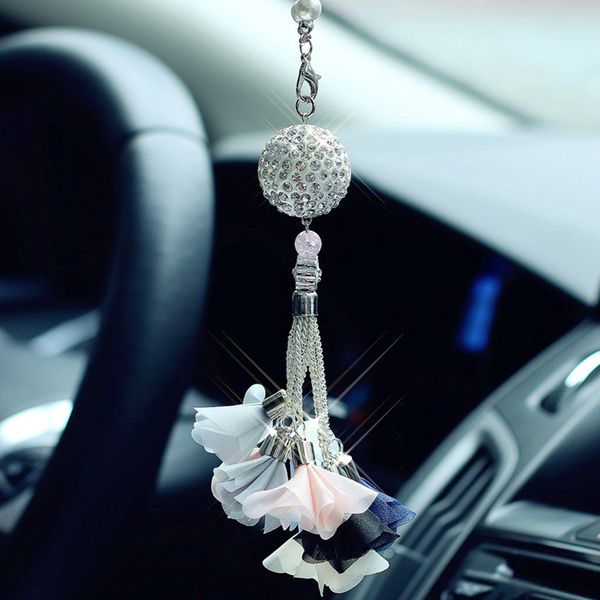 14/'/' Crystal Car Interior Decor Flower Pendant Hanging Ornament Accessory UK UK