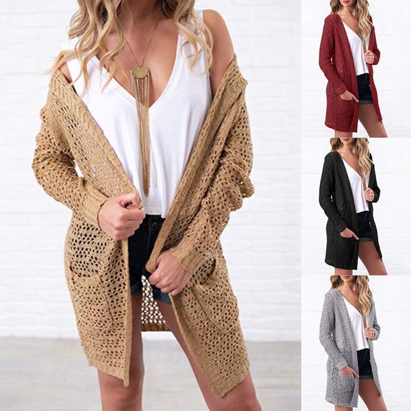 

2019 women's hooded long sleeve vadim knitwear open front cardigan sweaters lightweight and soft fabric jaqueta feminina @#35, White