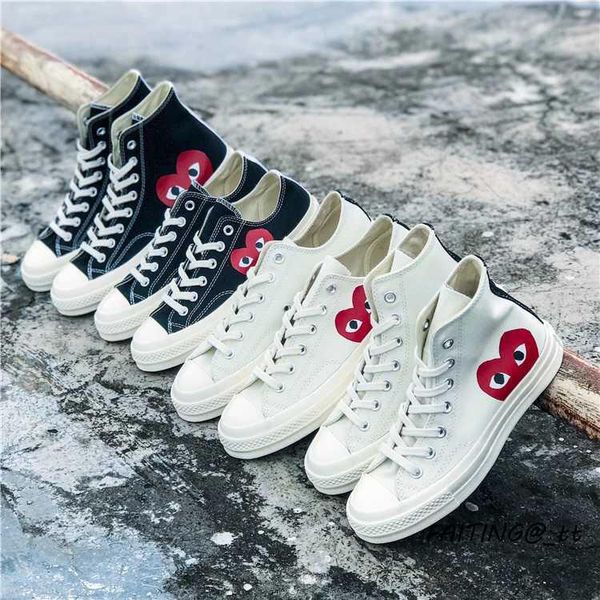 

1970s new jointly name cdg play big eyes skateboard casual sneakers skate shoes originals classic 1970 canvas shoes, White;red