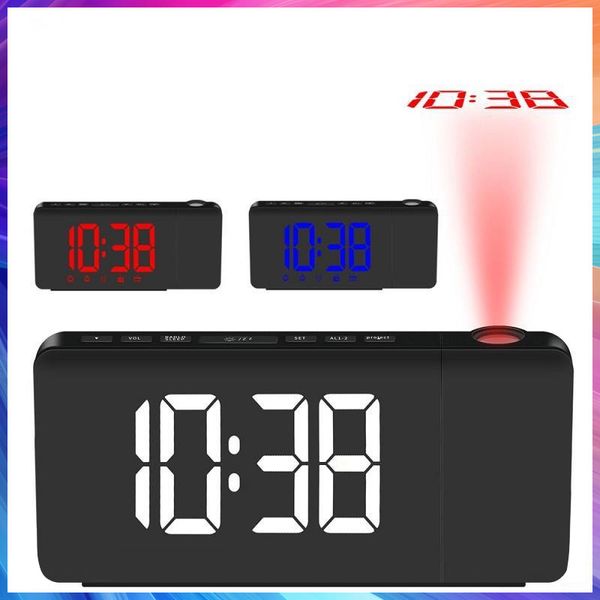 

led radio table clock fm radio 360Â° rotating projection clock digital electronic projecti kids smart alarm night light