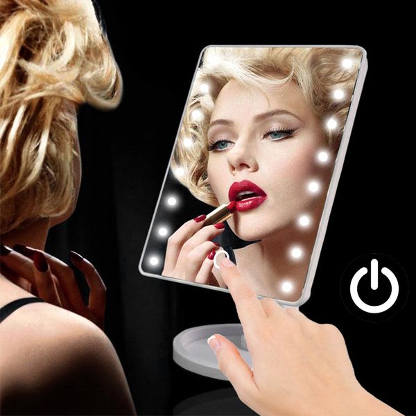 

usb 22 led light makeup mirror touch screen button double switch table deskmake up mirror adjustable beauty makeup compact