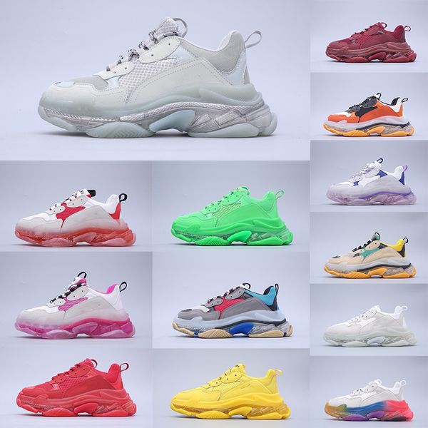 

triple s designer casual shoes pink balenciagashoes paris 17fw low dad combination soles boots mens womens clunky sneaker 35-45, Black